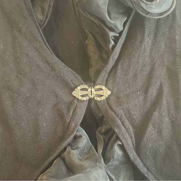 Christina Petite Medium Black Dressy Jacket Tulle Trim Collar - Picture 3 of 14